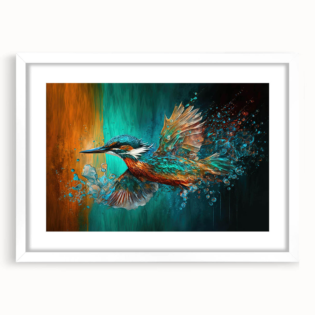 Tropical birds wall art collection framed in white with a mat, showcasing vibrant colors and intricate designs, perfect for adding nature-inspired decor to any space.