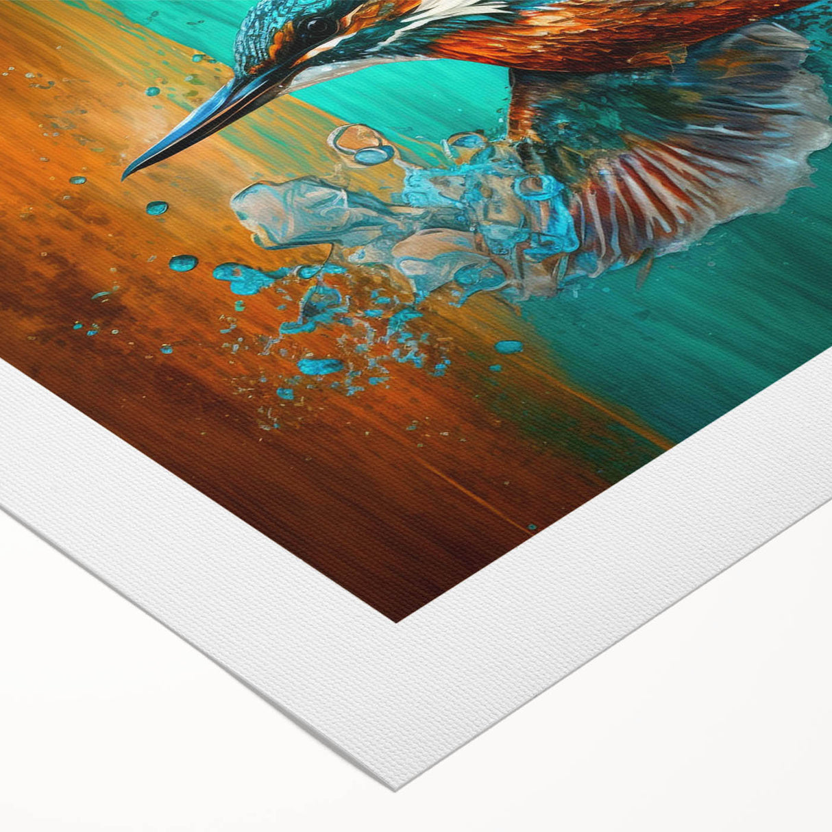 Tropical birds wall art design on rolled canvas, showcasing vibrant colors and intricate details, perfect for enhancing any living space or office decor.