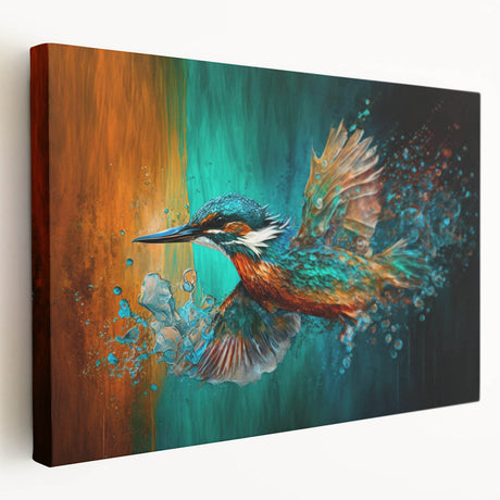 Tropical birds wall art collection featuring vibrant colors and intricate designs on stretched canvas, showcasing a side view that highlights its texture and quality. Perfect for adding a lively touch to any room decor.
