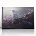 Framed wall art featuring a vibrant tropical birds design in acrylic, showcasing a black frame and a colorful array of birds perched among lush greenery. Ideal for enhancing home decor with a nature-inspired theme.