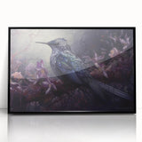Framed wall art featuring a vibrant tropical birds design in acrylic, showcasing a black frame and a colorful array of birds perched among lush greenery. Ideal for enhancing home decor with a nature-inspired theme.