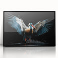 Framed wall art displaying a vibrant tropical bird design in black acrylic frame, perfect for adding a touch of nature-inspired decor to any room.