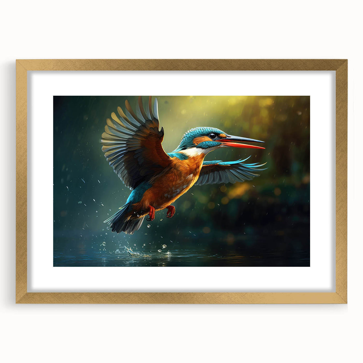Tropical birds wall art collection featuring vibrant colors and intricate designs framed with a gold mat, perfect for enhancing home decor.