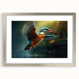 Tropical bird-themed wall art collection displayed in a sleek silver frame with a mat, showcasing vibrant colors and intricate designs, perfect for home decor.