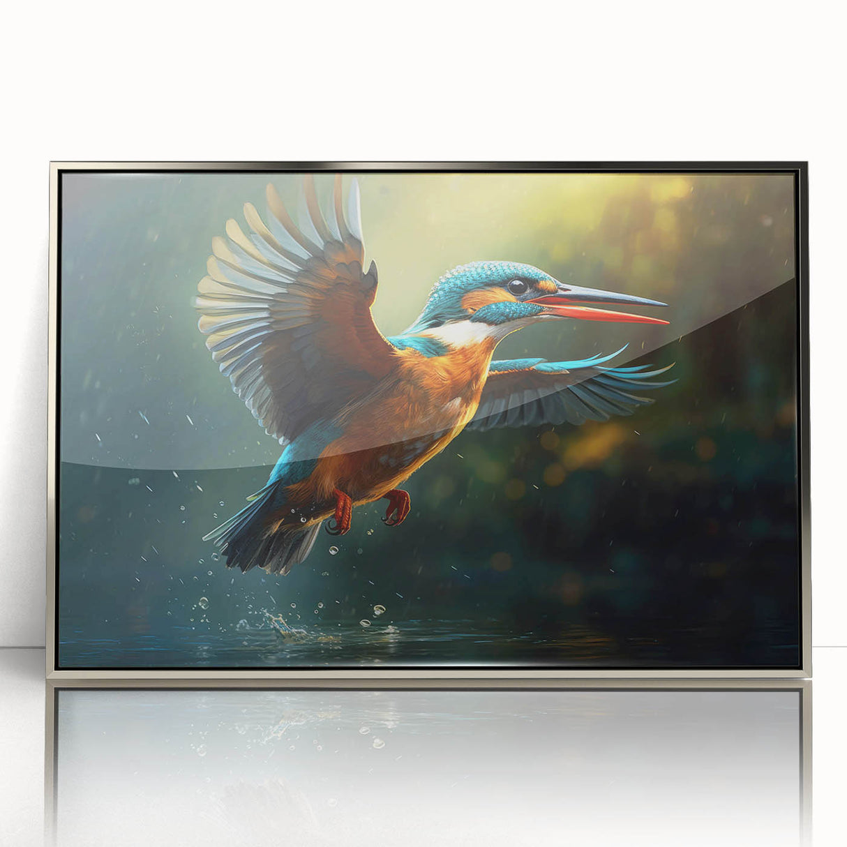 Framed tropical bird wall art collection showcasing vibrant colors and intricate designs, featuring a sleek silver frame, perfect for enhancing home decor.