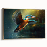 Framed canvas wall art featuring a vibrant tropical bird design, showcasing vivid colors and intricate details, perfect for enhancing home decor with a touch of nature.