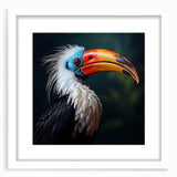 Tropical bird wall art collection framed with a white mat, showcasing vibrant colors and intricate designs, perfect for enhancing home decor with a nature theme.