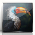 Framed tropical bird wall art collection showcasing vibrant colors and intricate designs, displayed in a sleek black frame, perfect for home decor enhancement.