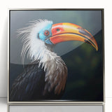 Framed tropical bird wall art collection showcasing vibrant colors and intricate details, with a sleek silver frame enhancing its modern aesthetic. Ideal for nature lovers and home decor enthusiasts.
