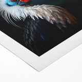 Tropical birds wall art design on rolled canvas, showcasing vibrant colors and intricate details of exotic bird species, perfect for home decor.