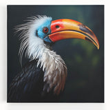 Vibrant tropical bird wall art collection on stretched canvas, showcasing colorful parrots and exotic flora, perfect for enhancing any living space decor.