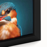 Close-up of a vibrant tropical birds wall art design showcasing colorful exotic birds perched among lush green foliage, elegantly framed for home decor.
