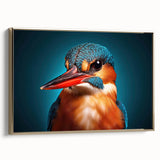Framed canvas wall art featuring a vibrant tropical bird design with vivid colors and gold accents, perfect for adding a touch of nature-inspired elegance to home decor.