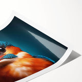 Vibrant tropical bird wall art design featuring colorful parrots and foliage on a rolled canvas print, ideal for enhancing home decor with a lively touch. Perfect for nature lovers and art enthusiasts looking to add a splash of color to their space.