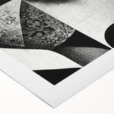 Abstract black and white wall art design on rolled canvas, showcasing fluid shapes and lines, perfect for modern home decor and artistic expression.