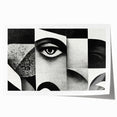 Abstract black and white wall art print showcasing dynamic geometric shapes and lines, perfect for modern home decor.