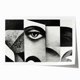 Abstract black and white wall art print showcasing dynamic geometric shapes and lines, perfect for modern home decor.