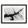 Framed black and white abstract wall art print showcasing geometric shapes and lines, presented with a sleek black mat for modern decor.