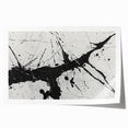 Black and white abstract wall art print showcasing dynamic linear patterns and shapes, perfect for modern home décor or office space enhancement.