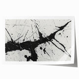 Black and white abstract wall art print showcasing dynamic linear patterns and shapes, perfect for modern home décor or office space enhancement.