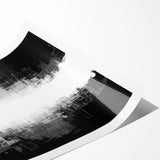 Abstract black and white wall art print showcasing bold shapes and dynamic lines, rolled for easy framing and display in modern interiors.