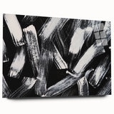 Black and white abstract wall art design displayed in acrylic glass, showcasing fluid shapes and elegant lines, perfect for modern decor.