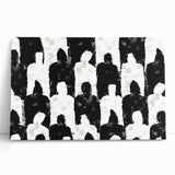 Abstract black and white design canvas wall art featuring geometric shapes and lines, perfect for modern home decor and artistic aesthetics.