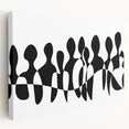 Abstract black and white stretched canvas wall art showcasing a modern design with geometric shapes, ideal for contemporary home decor.