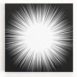 Abstract black and white wall art collection on stretched canvas, showcasing dynamic shapes and patterns for modern home decor.