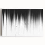 Abstract black and white wall art design on stretched canvas, showcasing bold geometric shapes and intricate patterns, perfect for modern decor.