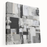 Stretched canvas showcasing an abstract black and white design, highlighting fluid shapes and contrasting tones, ideal for modern decor.