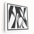 Abstract wall art collection in black and white showcasing modern geometric designs on a stretched canvas, viewed from the side, perfect for contemporary decor.