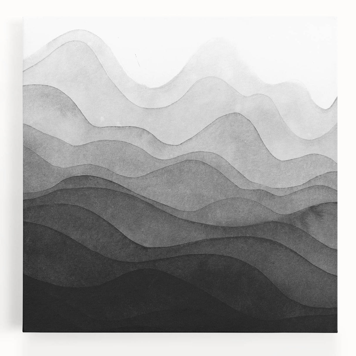 Abstract black and white wall art collection on stretched canvas, showcasing modern geometric shapes and fluid designs, perfect for contemporary decor.