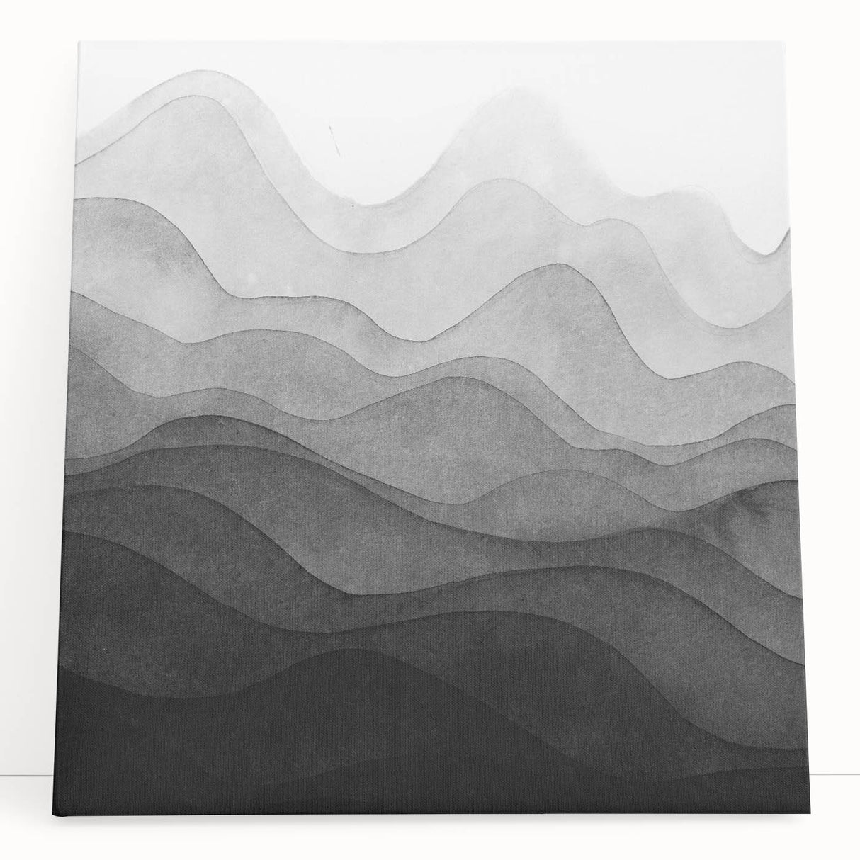 Abstract black and white wall art collection on stretched canvas, showcasing dynamic geometric shapes, perfect for modern home decor.