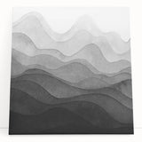 Abstract black and white wall art collection on stretched canvas, showcasing dynamic geometric shapes, perfect for modern home decor.