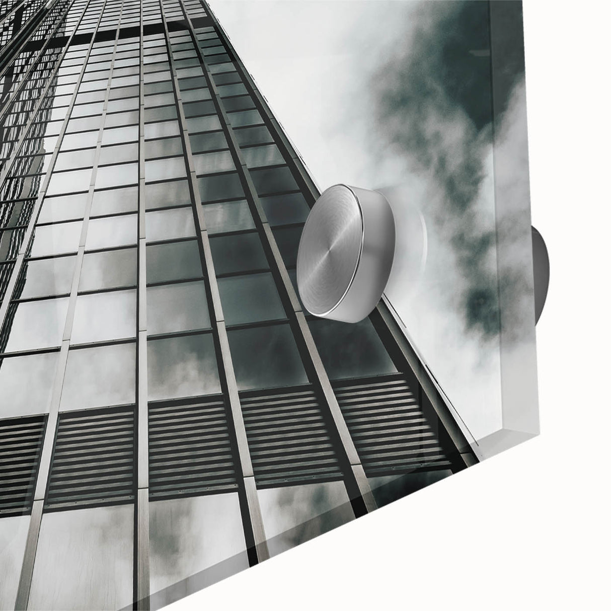 Large abstract wall art in black and white on acrylic glass, featuring mid-century modernist style.
