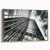 Framed canvas landscape art painting featuring a black and white abstract design, ideal for modern office decor.