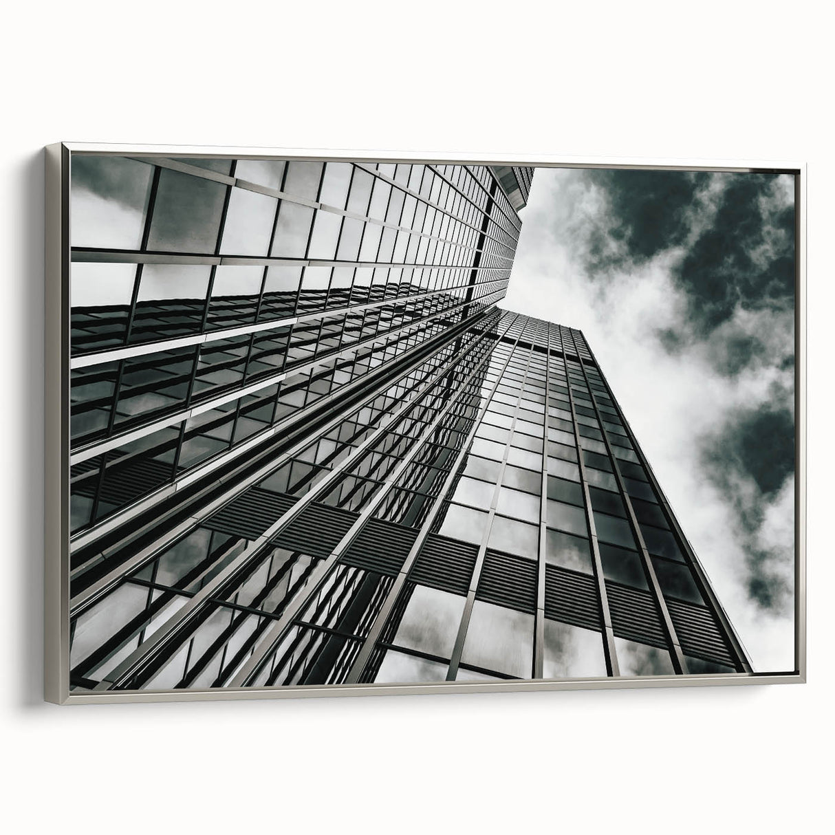 Black and white abstract vintage poster art on a framed canvas, ideal for modern living room decor.