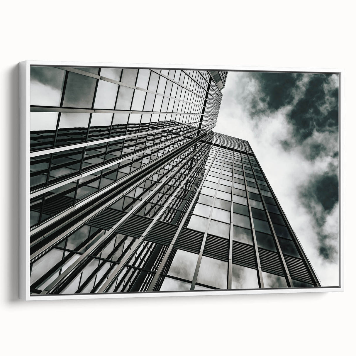 Black and white abstract landscape painting on framed canvas, ideal for bedroom wall art.