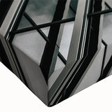 Large black and white abstract landscape art on stretched canvas, with a monochrome palette, ideal for bedroom wall decor.