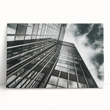 Large abstract black and white artwork on stretched canvas, featuring dynamic brush strokes.