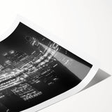 Baltimore skyline in line art style on rolled print, featuring muted pastel shades, ideal for large living room wall art.