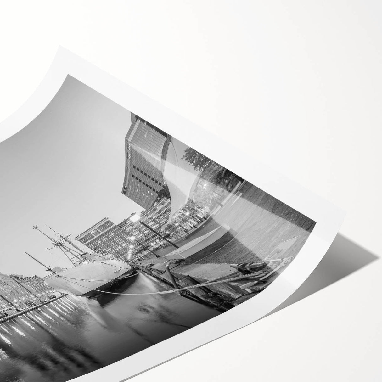 Historic Baltimore Harbor Art - Black and White Cityscape Decor