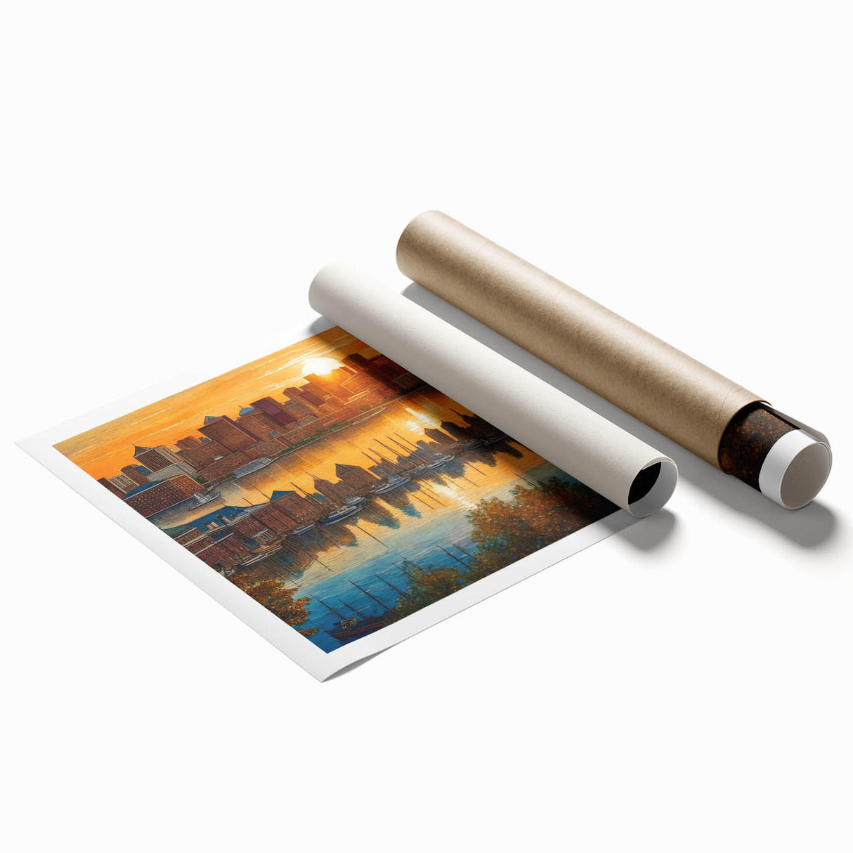 Sunset Baltimore Skyline Art - Warm and Vibrant Cityscape Decor