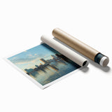Extra large rolled print of Baltimore skyline in muted gray tones, suitable for classy bathroom wall art.