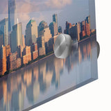 Acrylic print of New York City skyline in muted gray and blue tones.