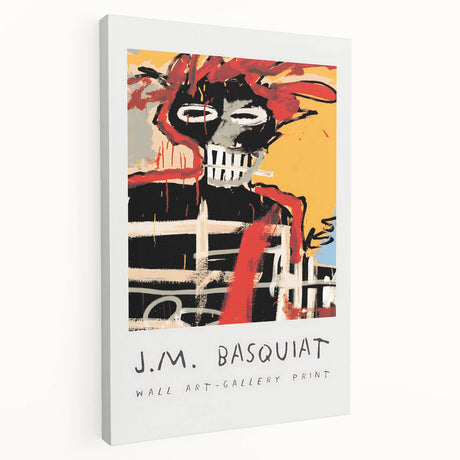 Large canvas print featuring an abstract Basquiat design in vibrant primary colors, ideal for kitchen wall art.