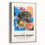 Framed canvas featuring a colorful, abstract landscape painting, ideal for adding a vibrant touch to a modern living space.
