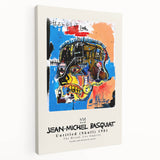 Large, avant-garde Basquiat-style art on stretched canvas, featuring bold primary colors, ideal for kitchen wall art.