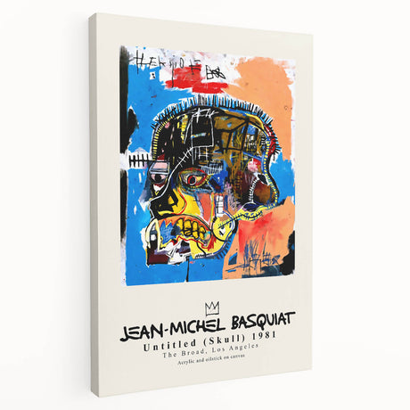 Large, avant-garde Basquiat-style art on stretched canvas, featuring bold primary colors, ideal for kitchen wall art.